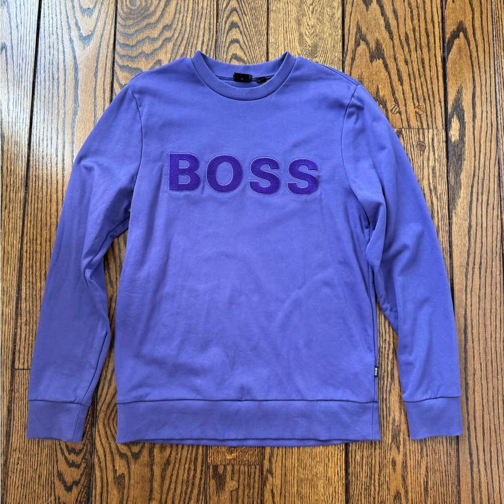 Hugo BOSS Men's Logo Crewneck Pullover Sweatshirt in Purple